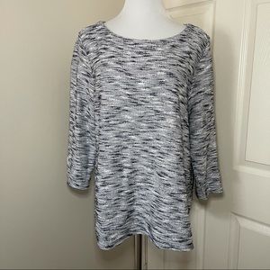 Talbots Boatneck navy/cream sweater